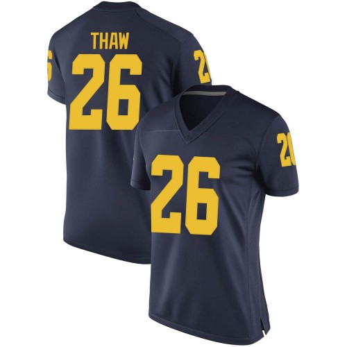 Jake Thaw Michigan Wolverines Women's NCAA #26 Navy Game Brand Jordan College Stitched Football Jersey RBP2454AI